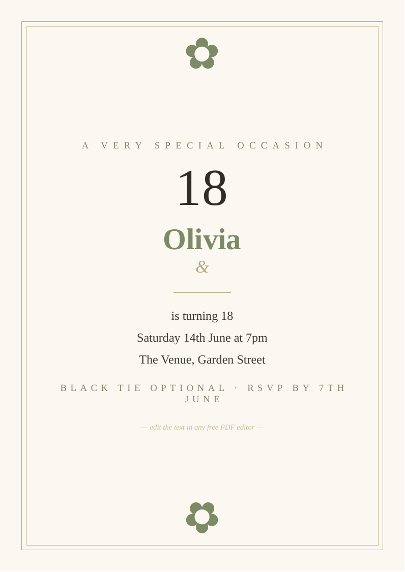 18th birthday invitation