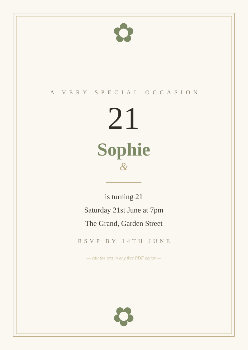 21st birthday invitation