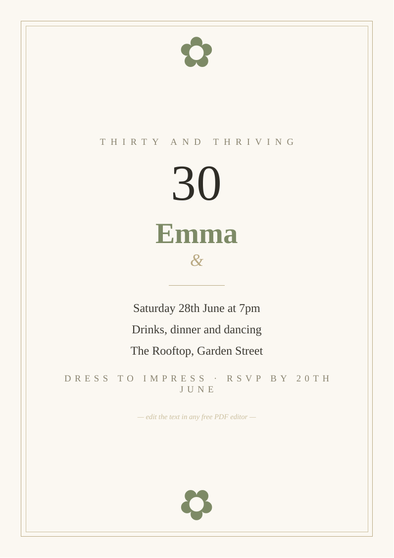 30th birthday invitation