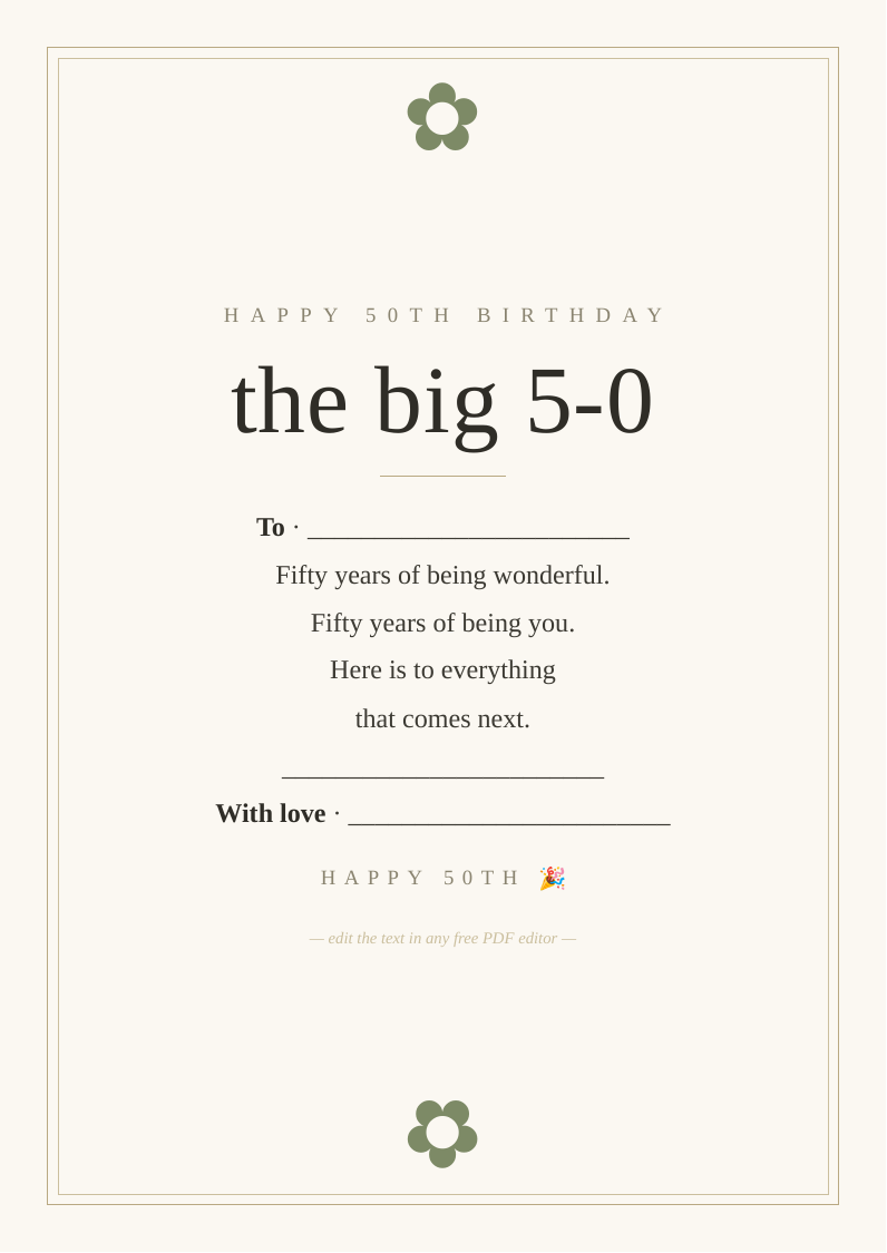 50th birthday card
