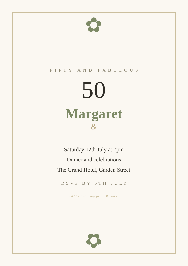 50th birthday invitation
