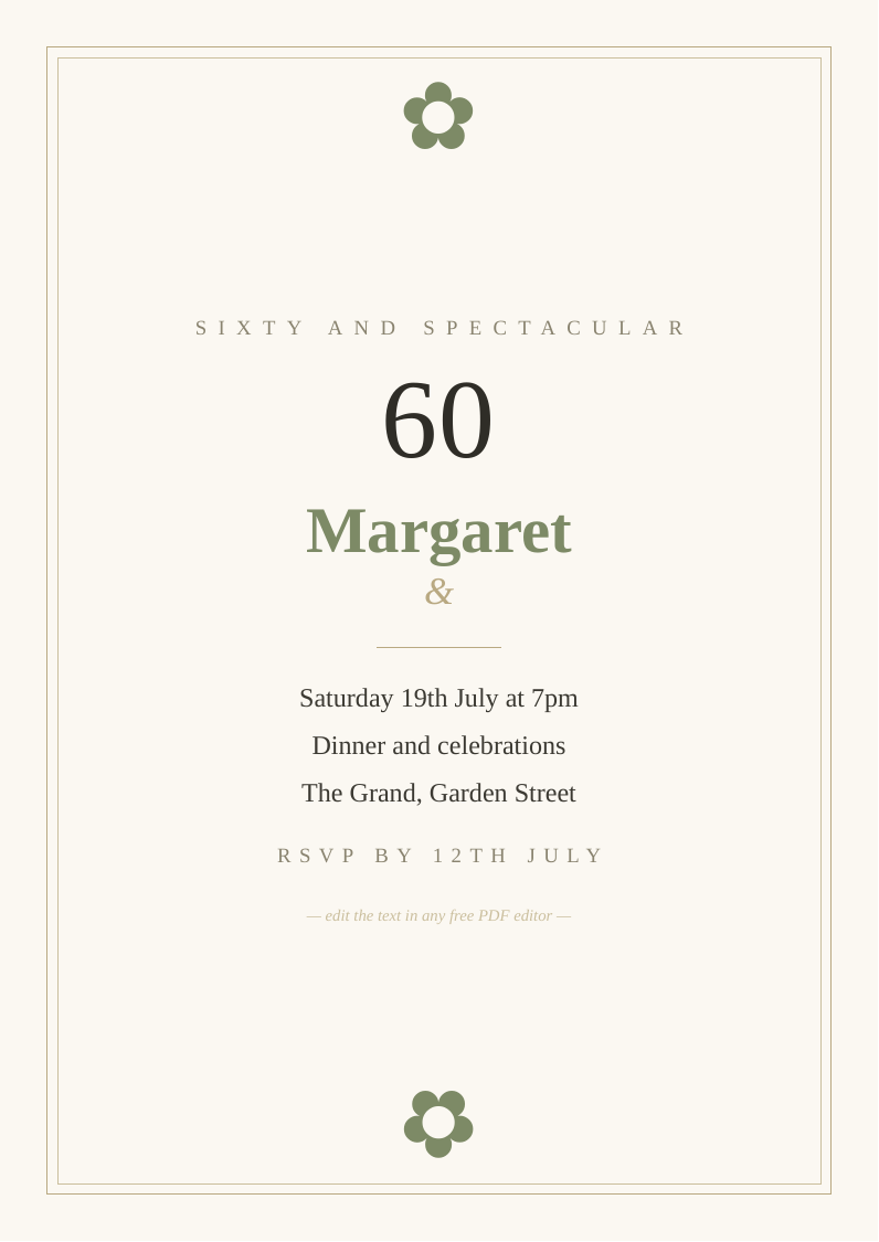 60th birthday invitation