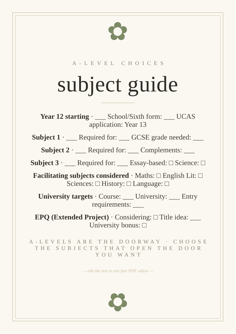 A-level subject choice guide