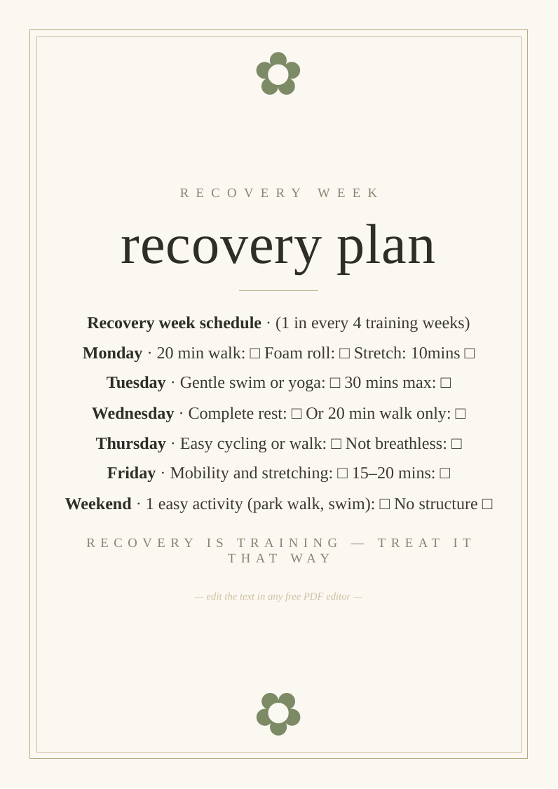 Active recovery weekly plan