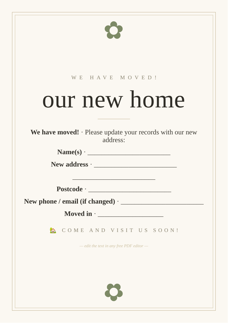 Home address label sheet