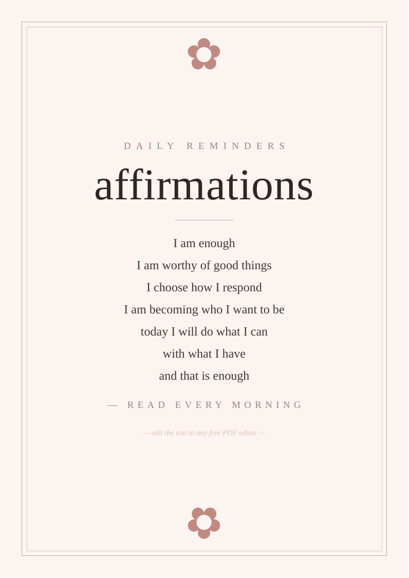 Daily affirmations wall print