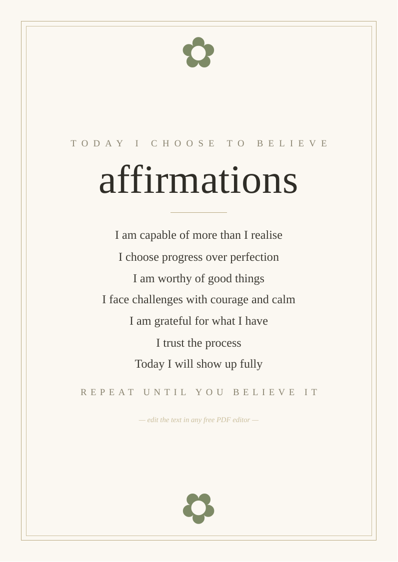 Daily affirmations