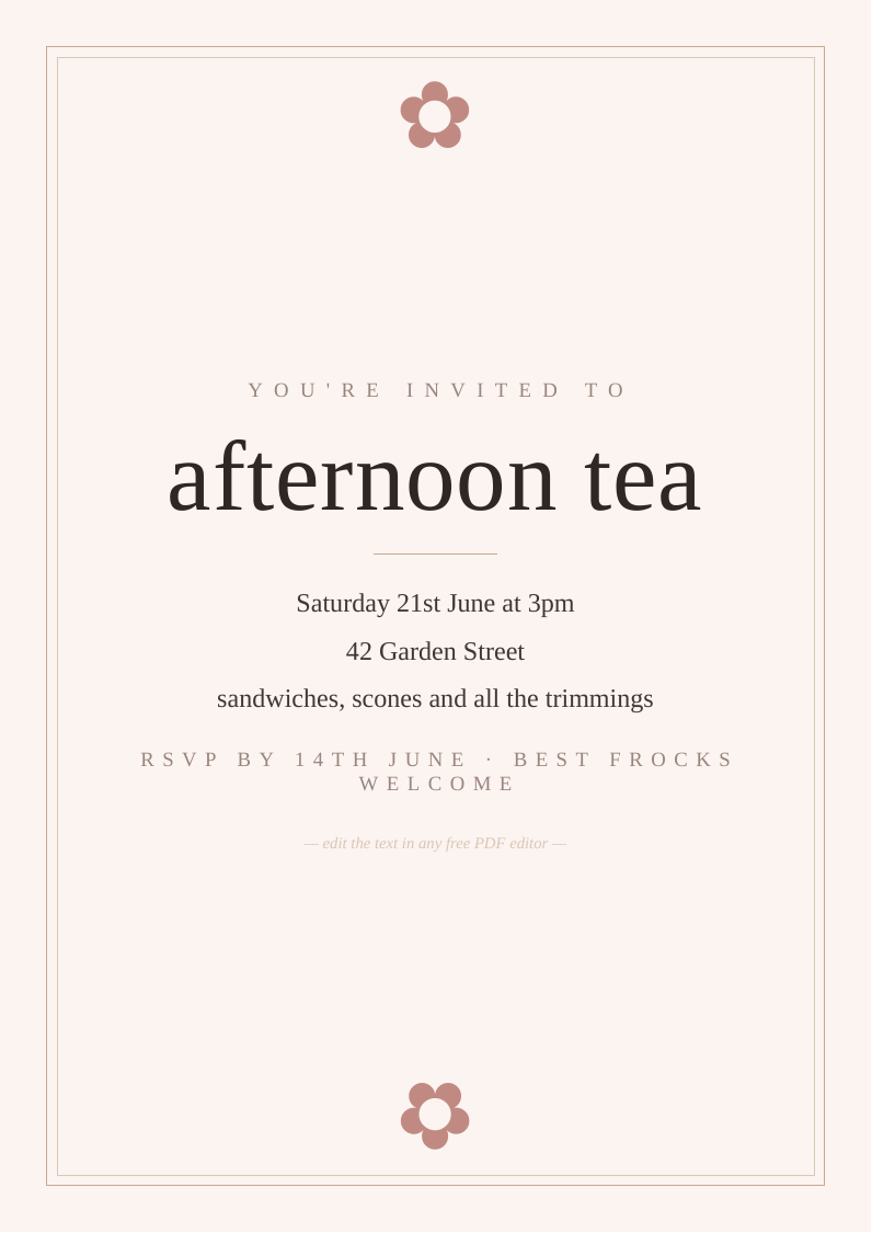Afternoon tea invitation