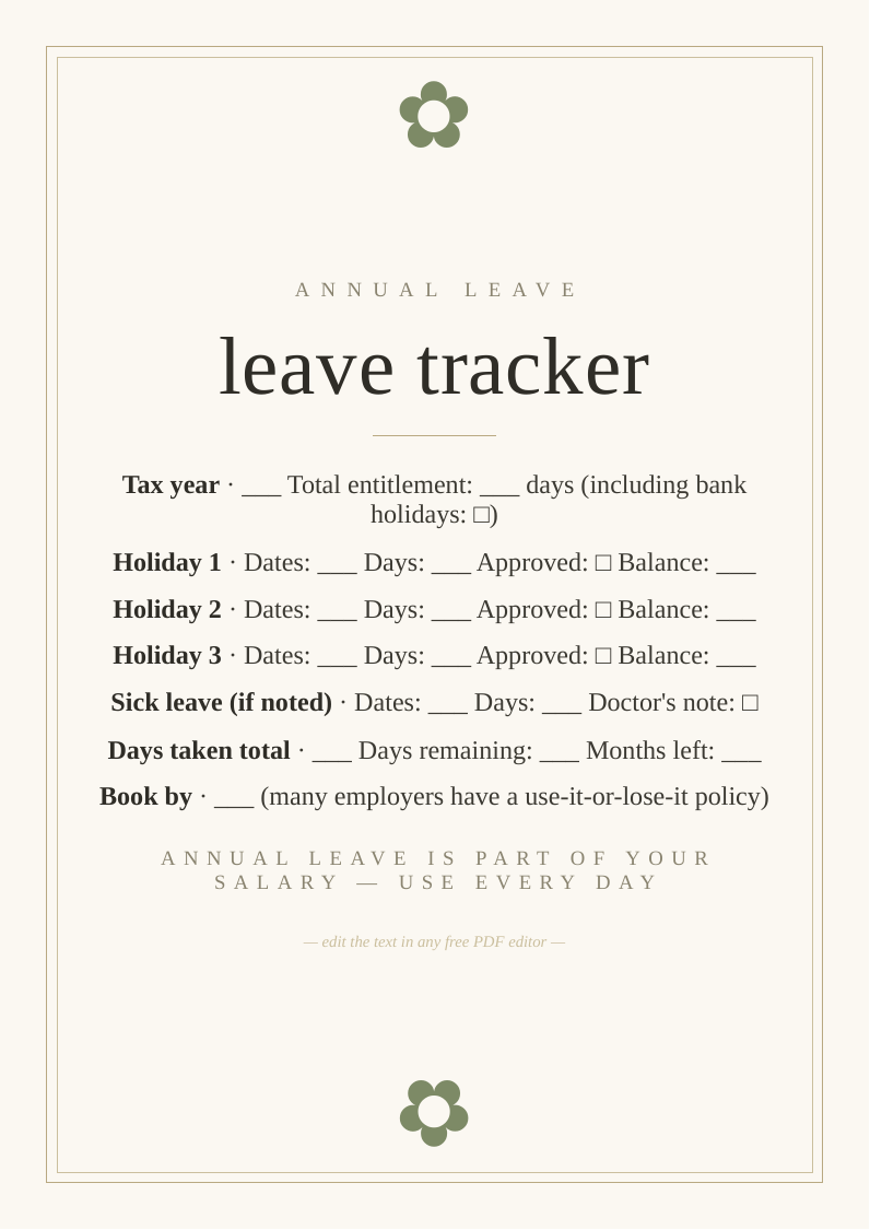 Annual leave planning tracker