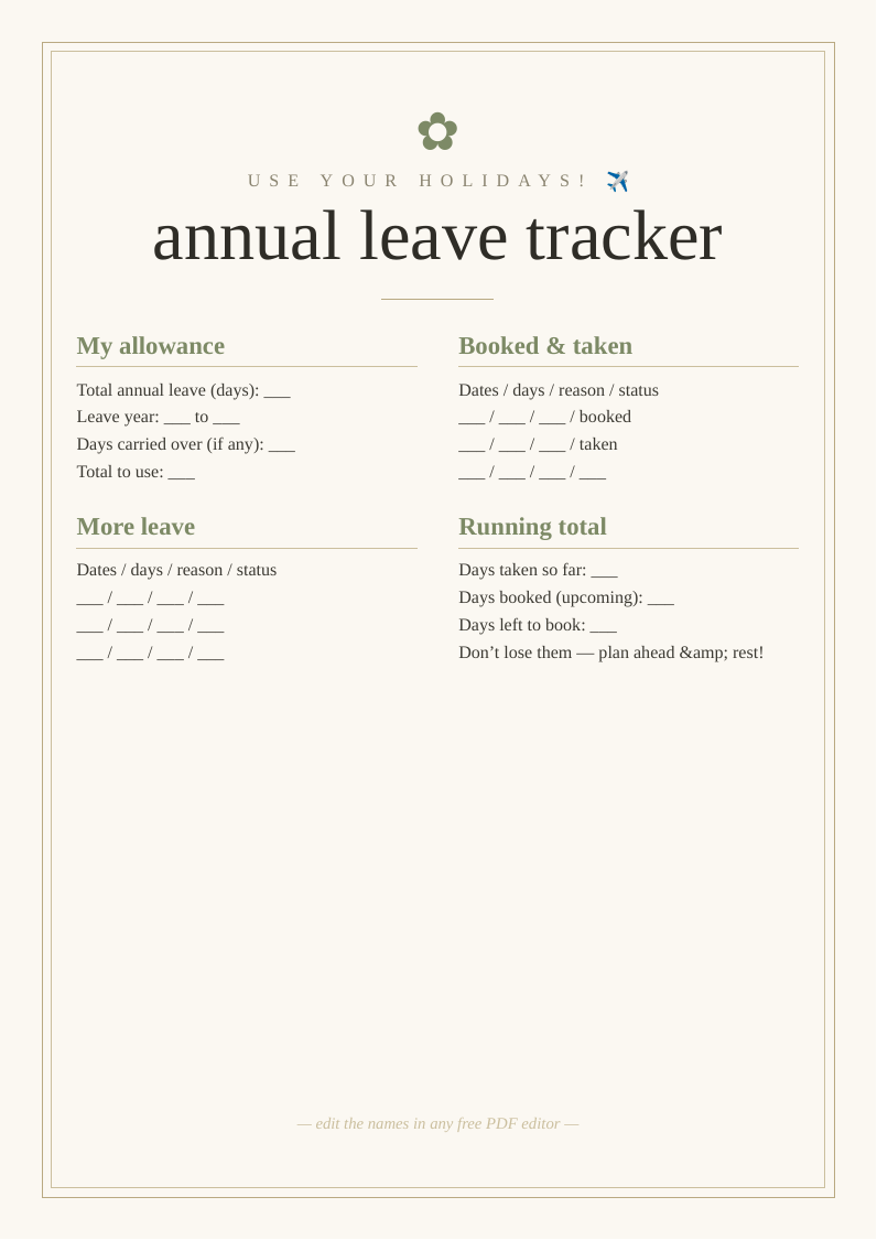 Annual leave tracker