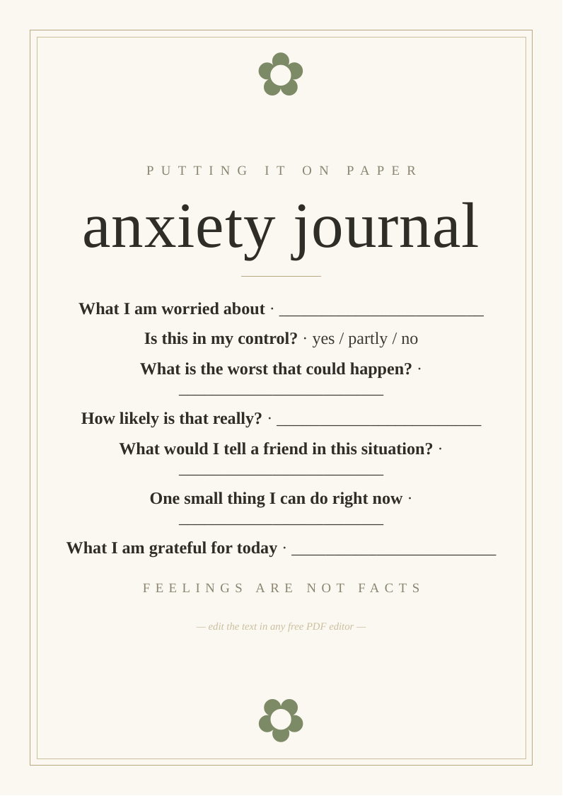 Anxiety journal prompts