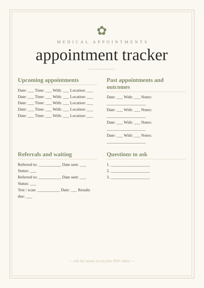 Medical appointment tracker