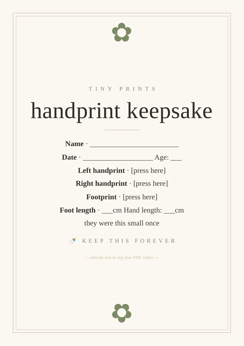 Baby handprint and footprint template