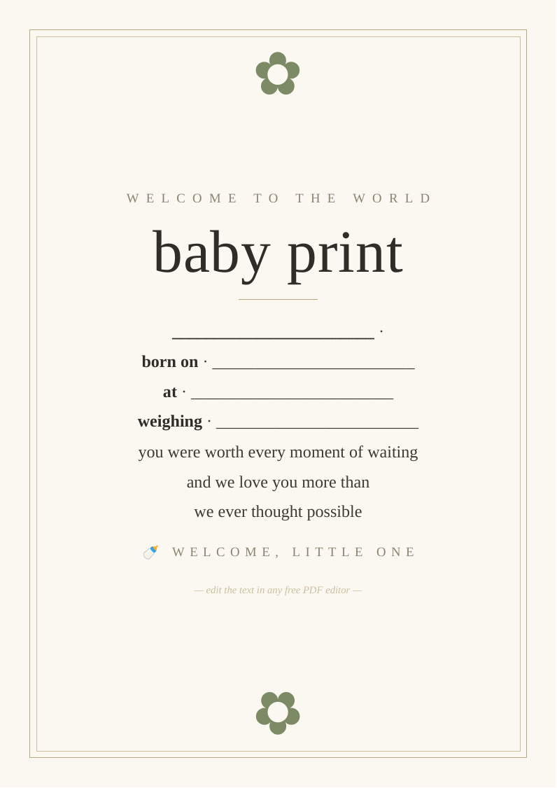 New baby nursery print