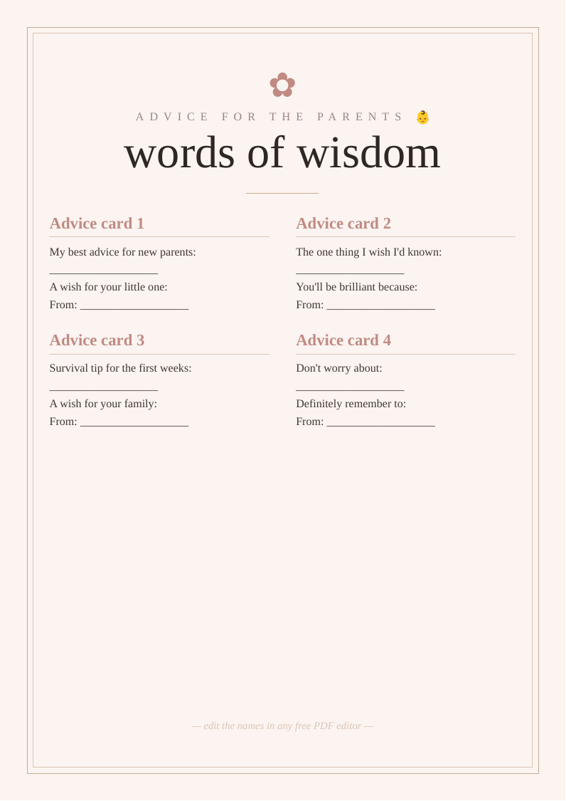 New parent advice cards