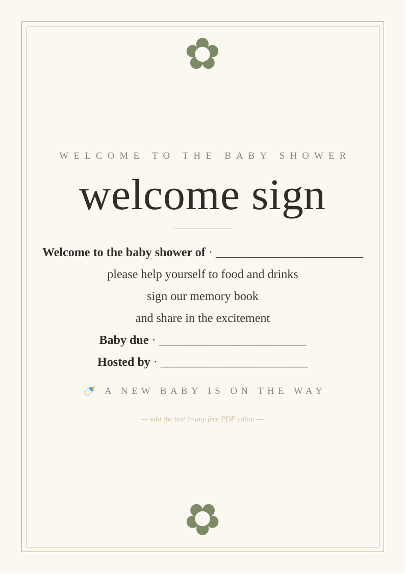 Baby shower welcome sign