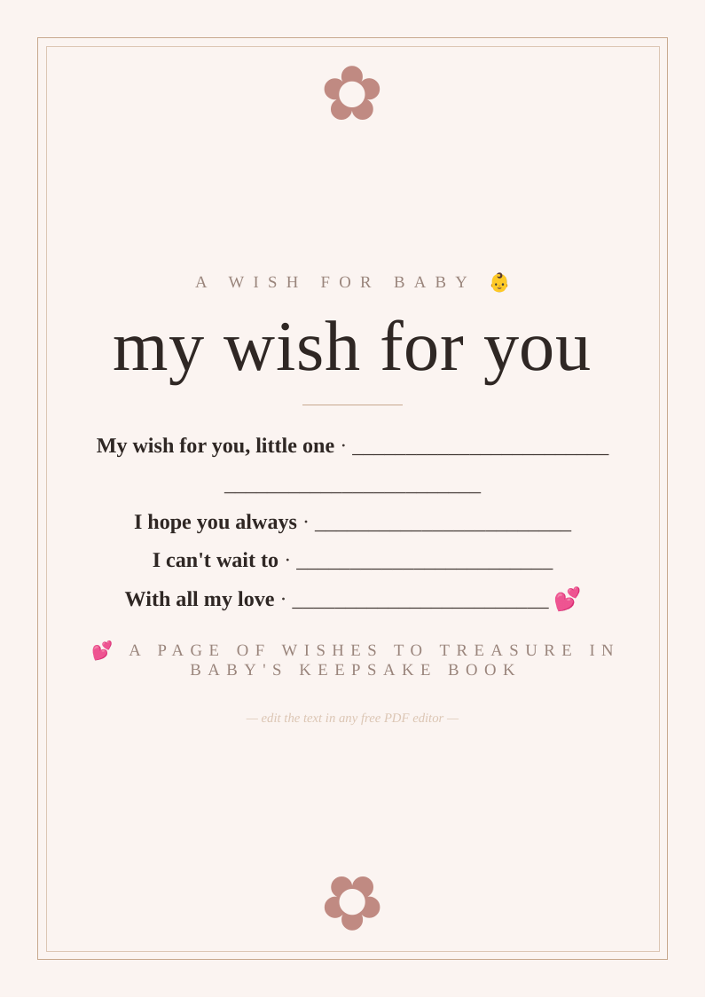 Wishes for baby keepsake cards
