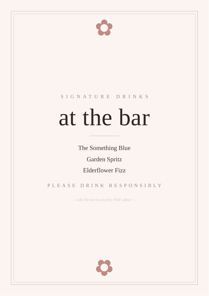 Bar menu