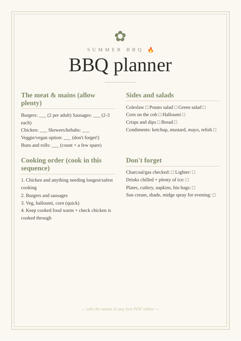 Summer BBQ party planner