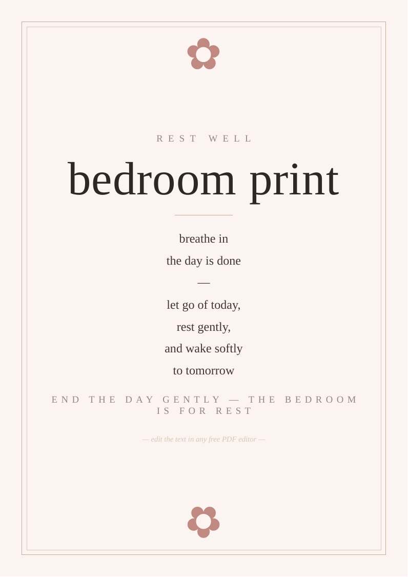 Bedroom calm wall print