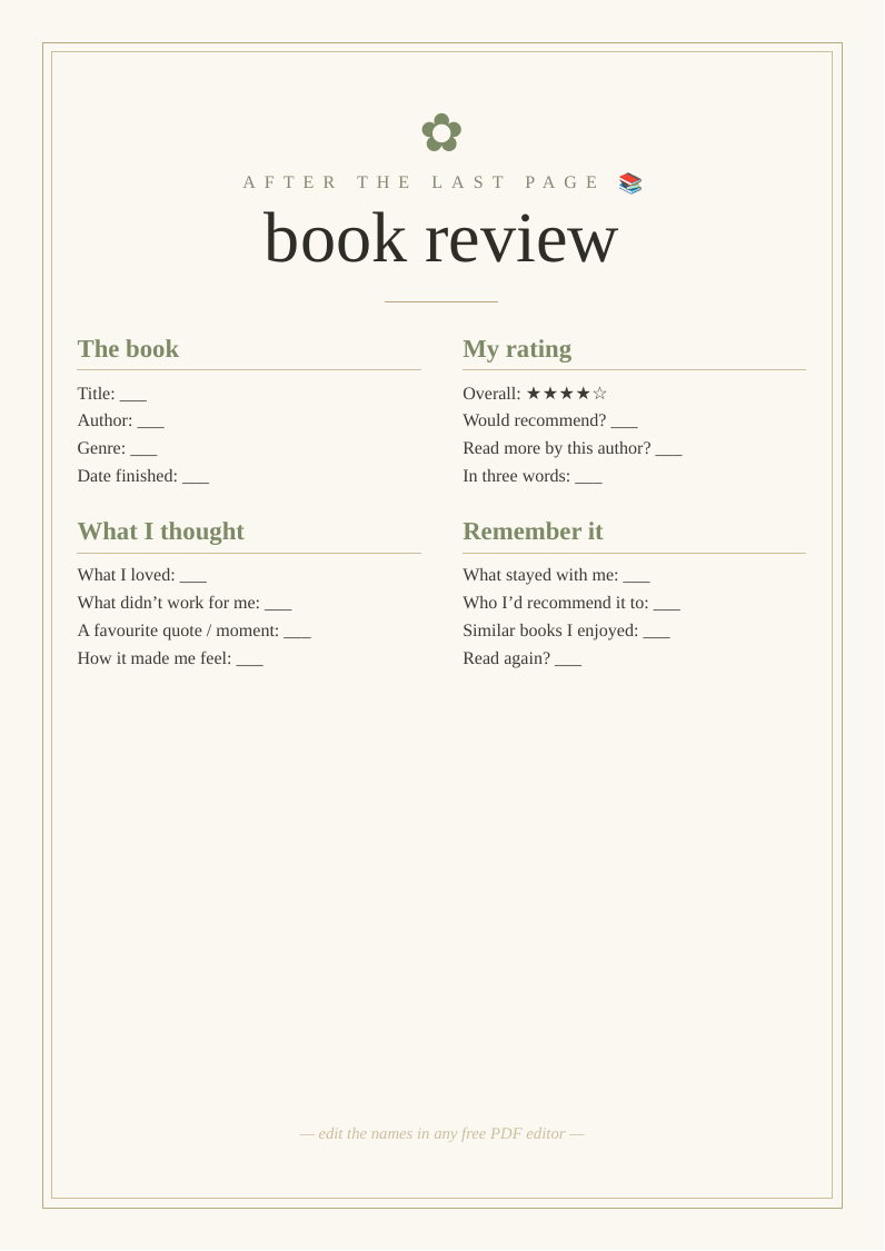 Book review template