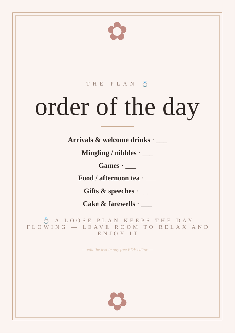 Bridal shower schedule