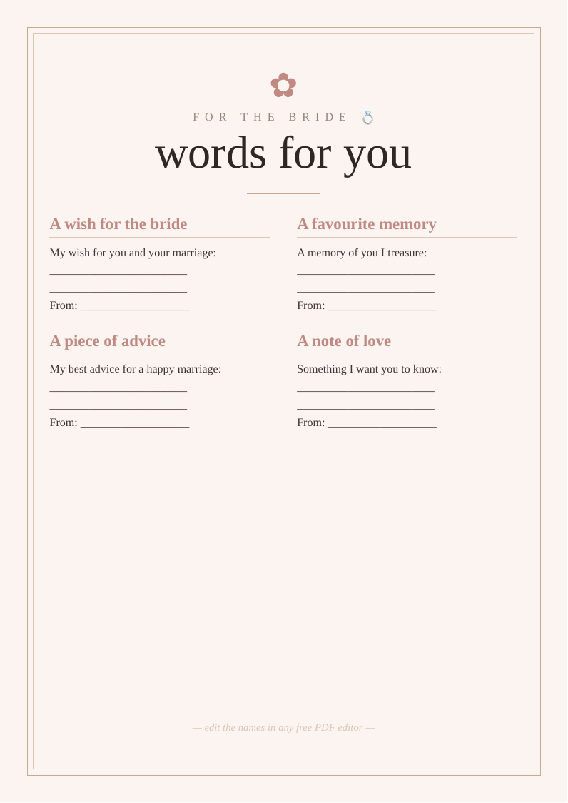 Well wishes for the bride cards