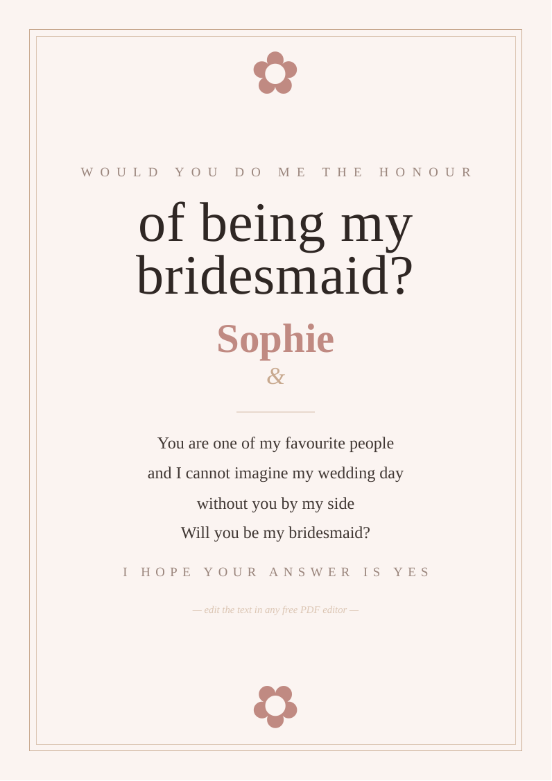 Bridesmaid proposal card
