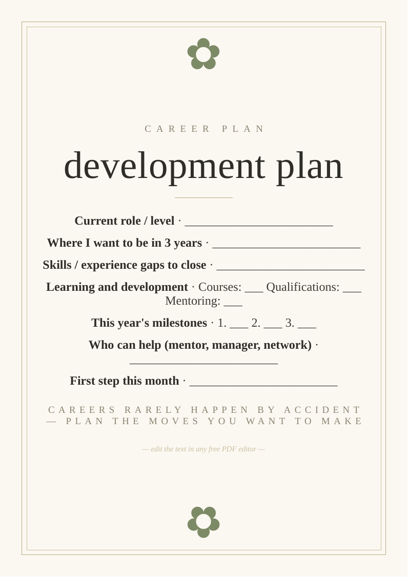 Career development plan template