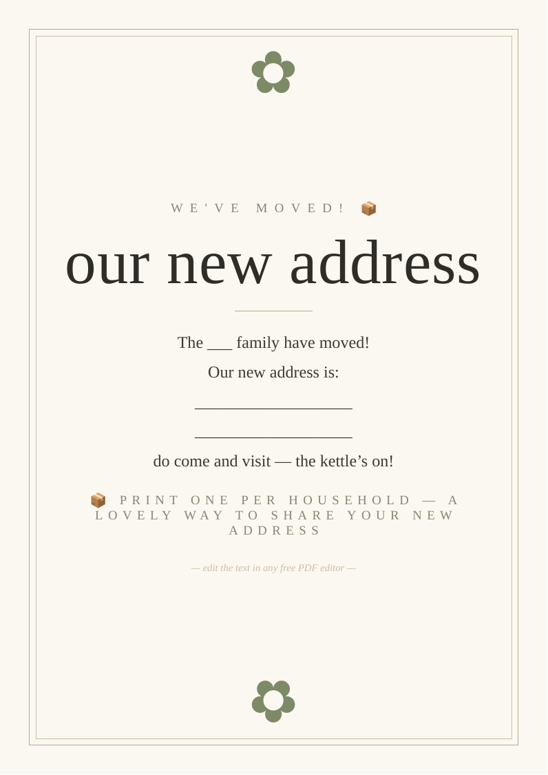 New address announcement cards