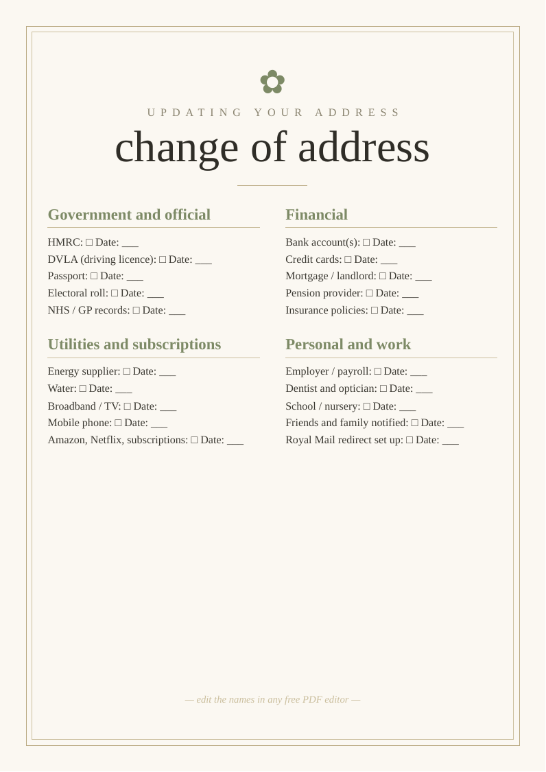 Change of address tracker