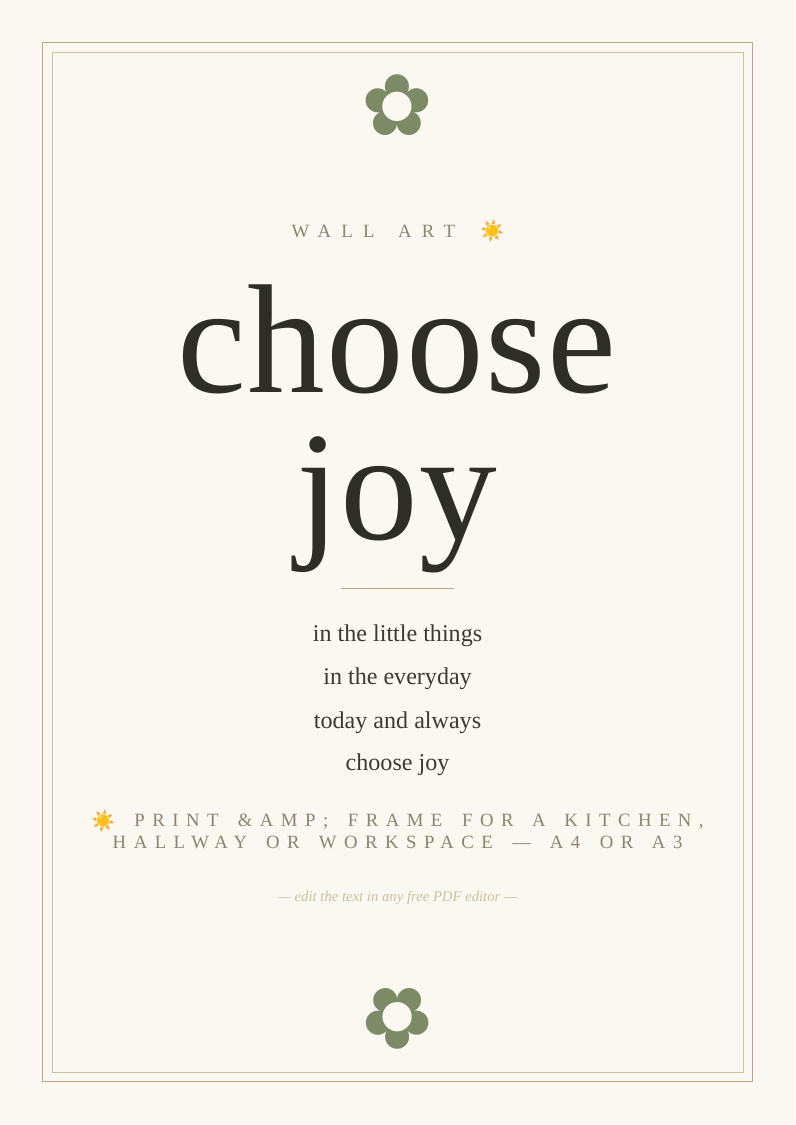 "Choose joy" quote print