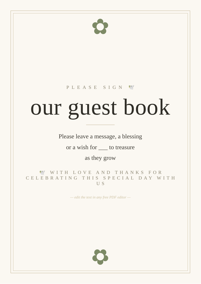 Christening guest book sign