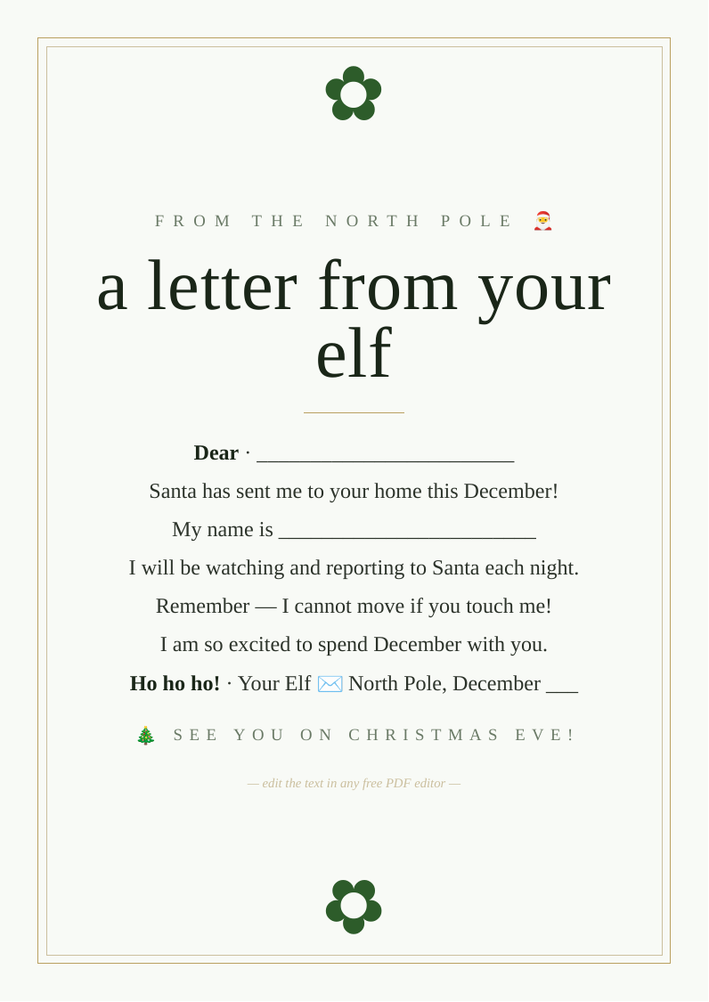 Letter from the Elf on the Shelf