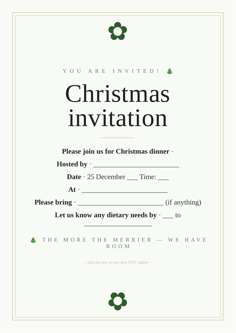 Christmas dinner invitation card