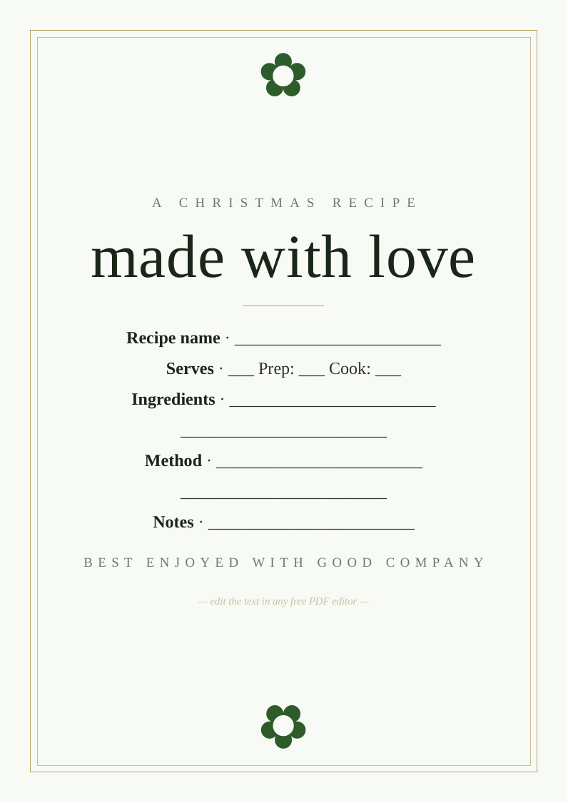 Christmas recipe card