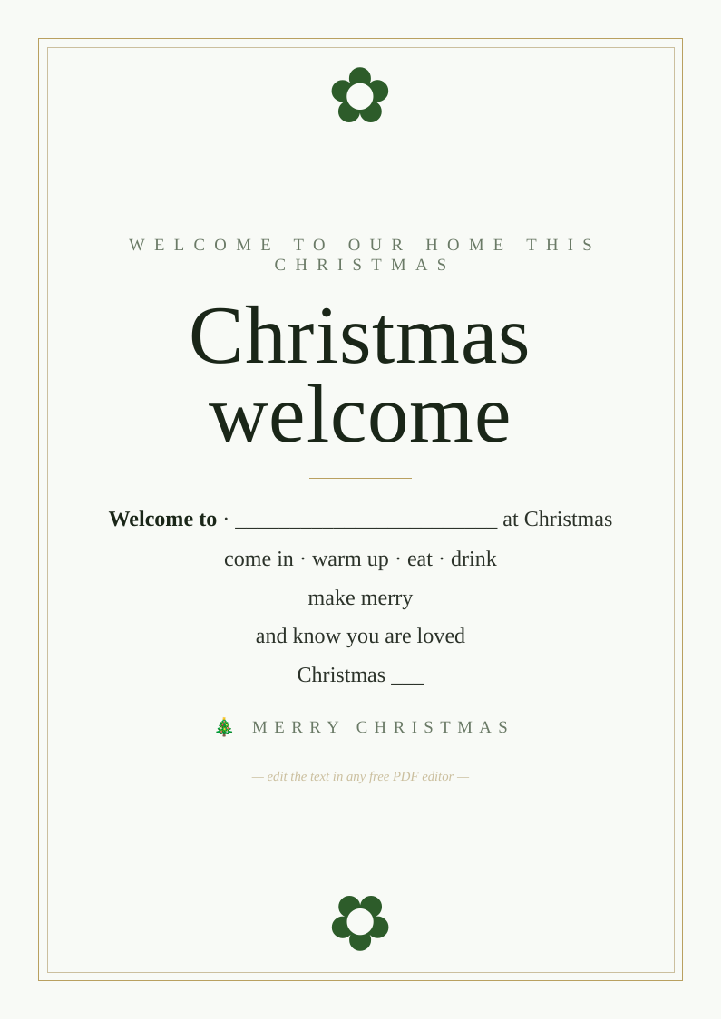 Christmas welcome sign