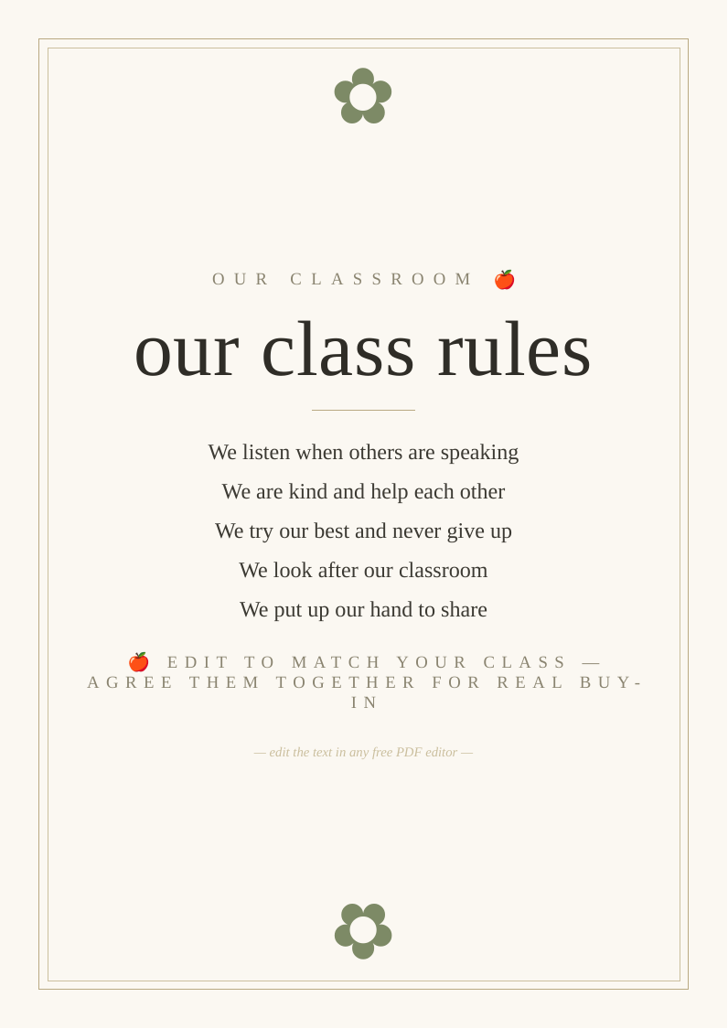 Classroom rules poster