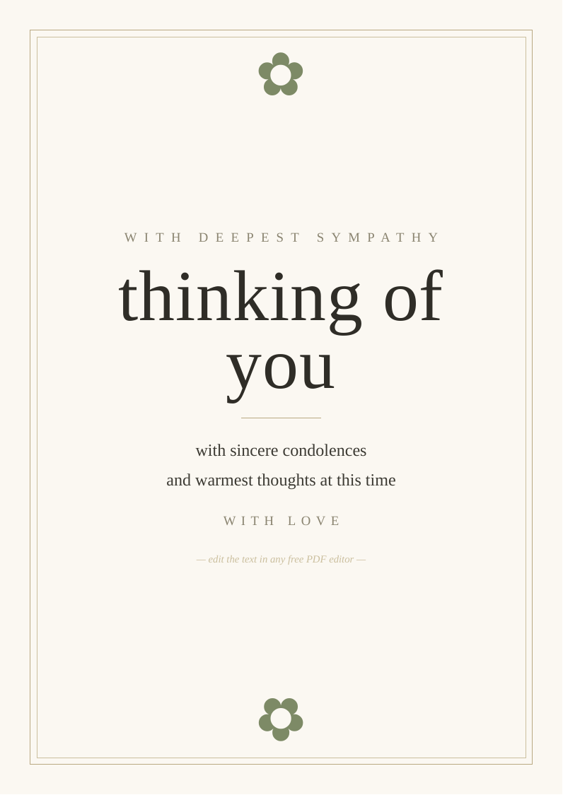 Condolences card