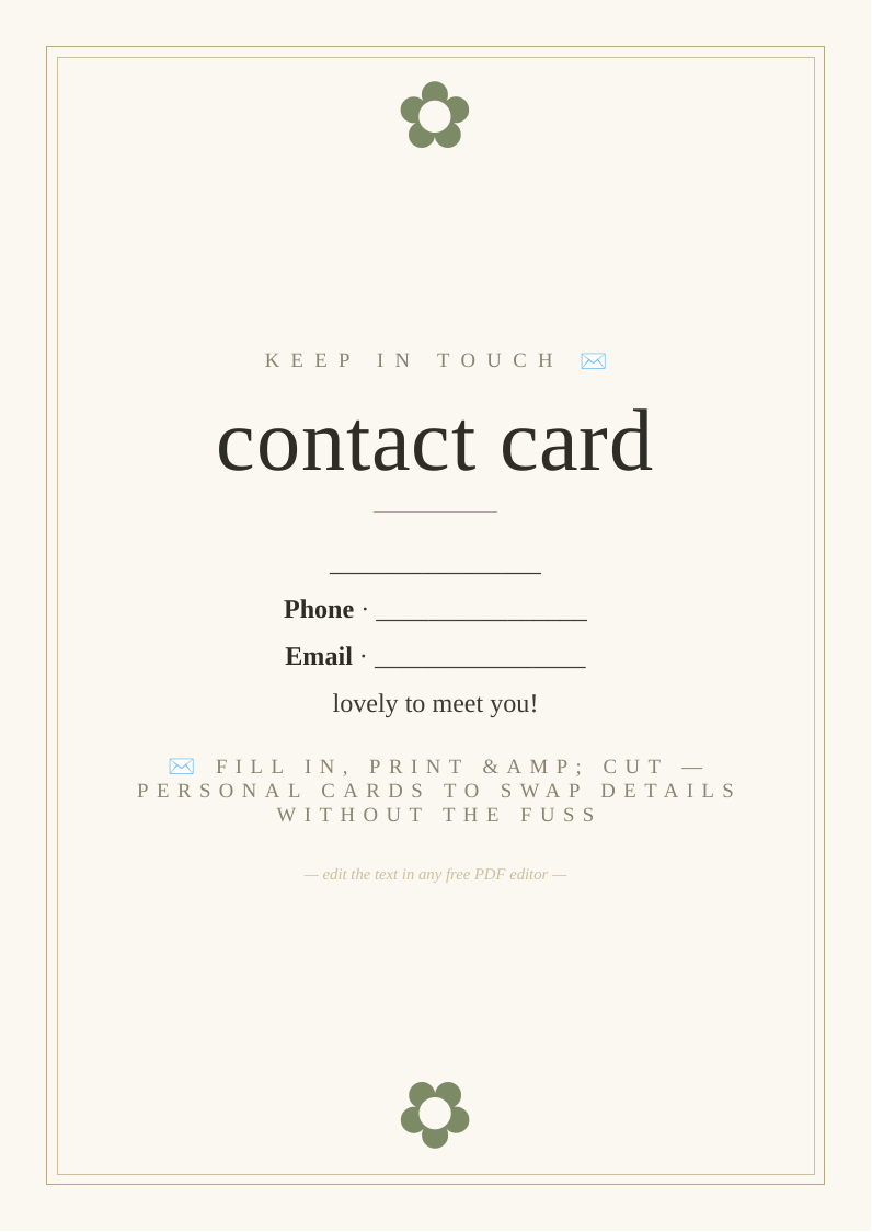 Personal contact cards