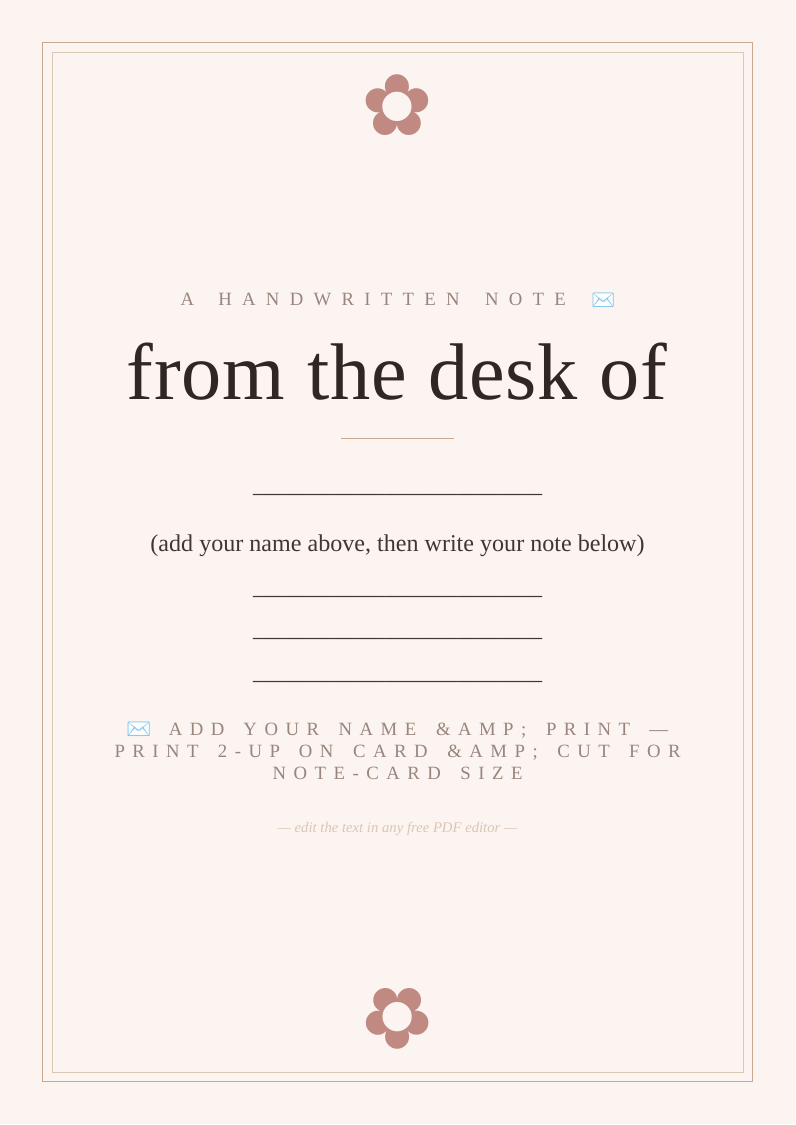Personal correspondence cards
