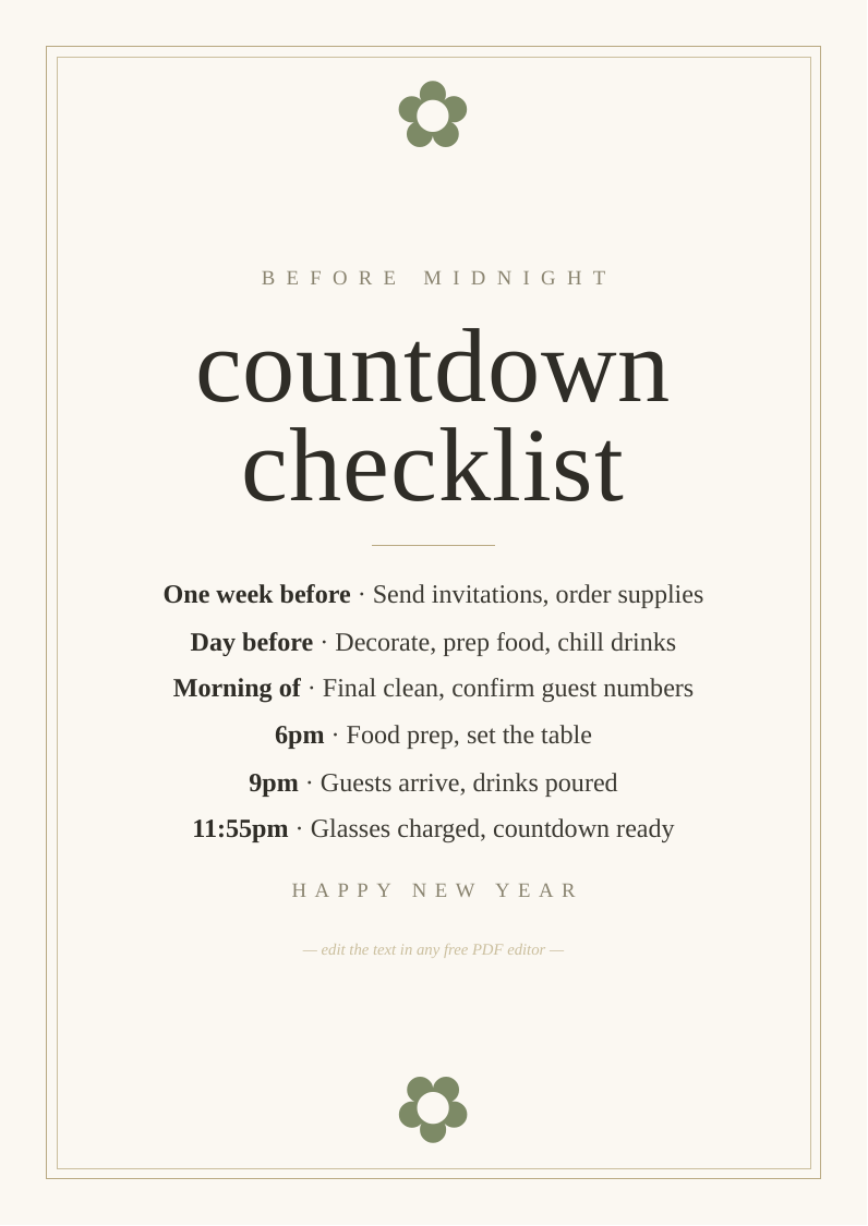 Countdown checklist