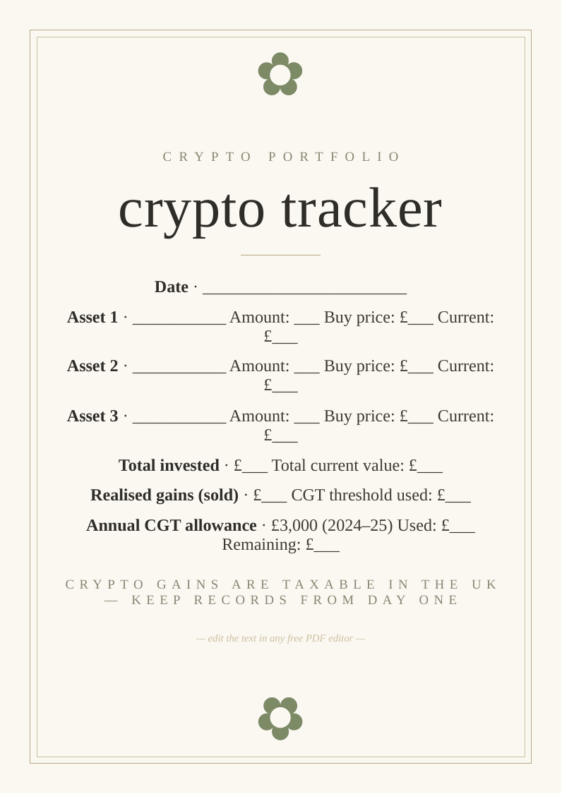Cryptocurrency portfolio tracker