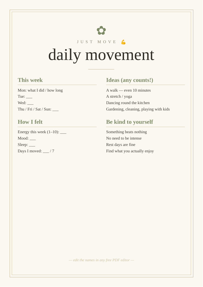 Daily movement tracker