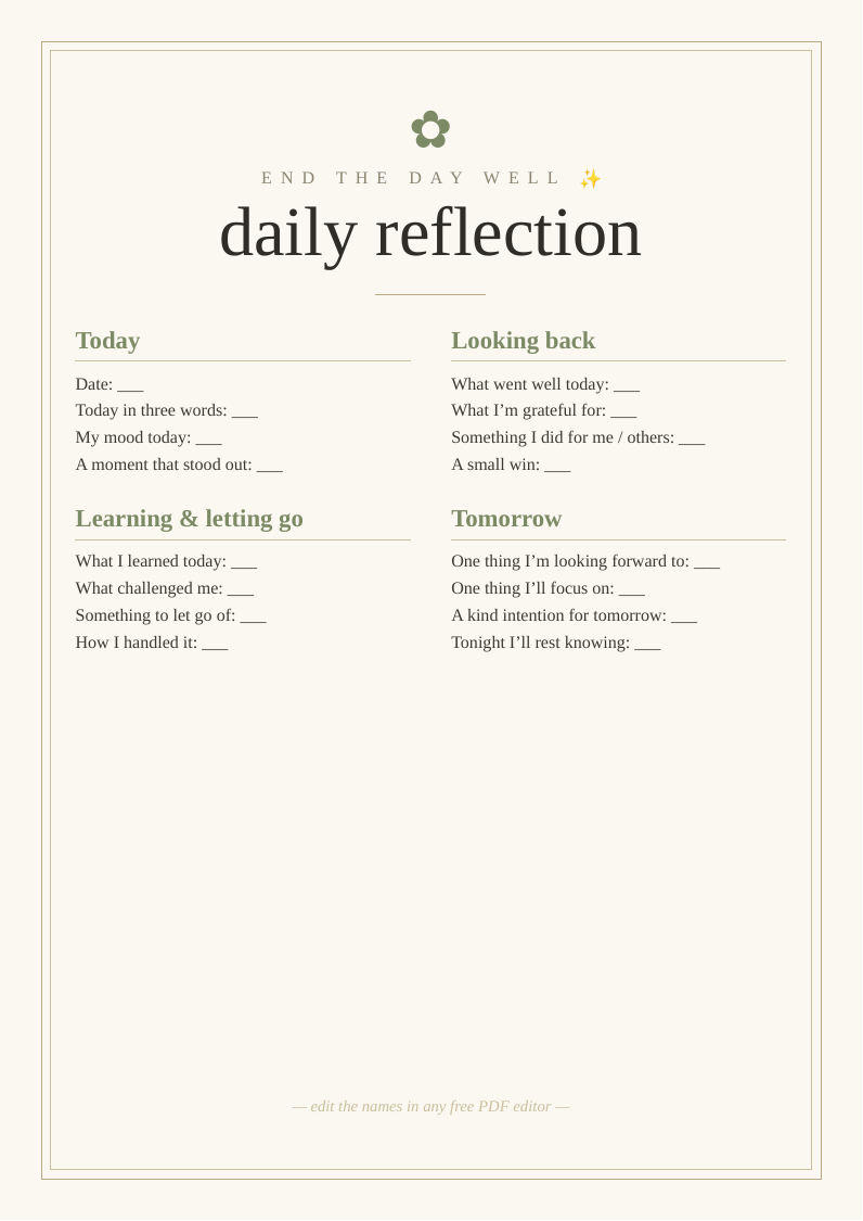 Daily reflection prompts