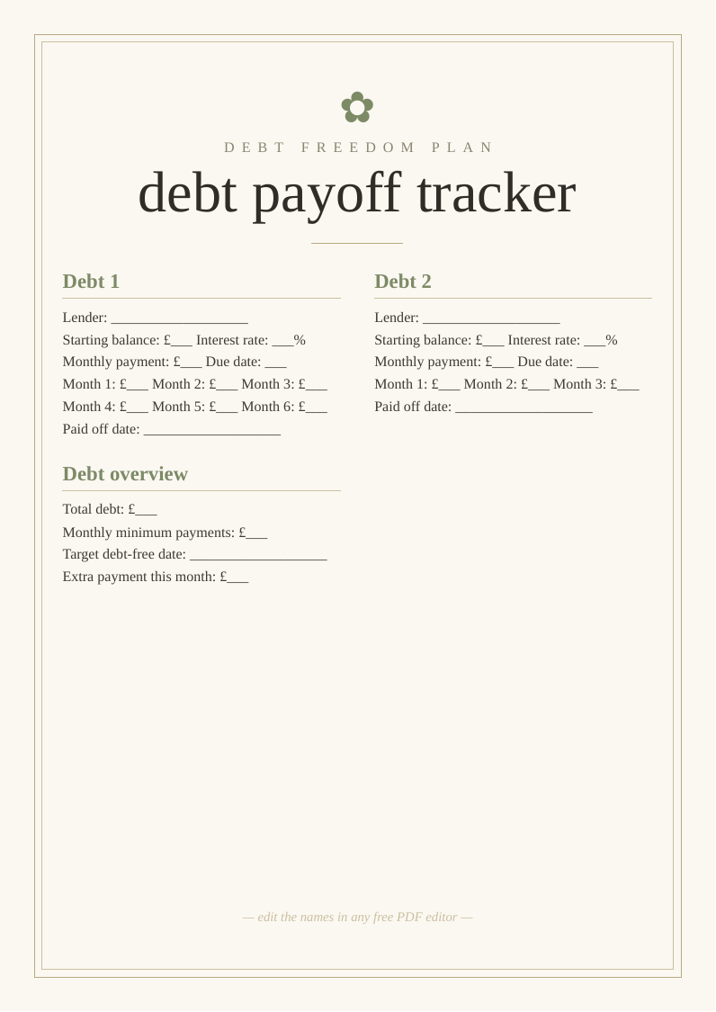 Debt payoff tracker