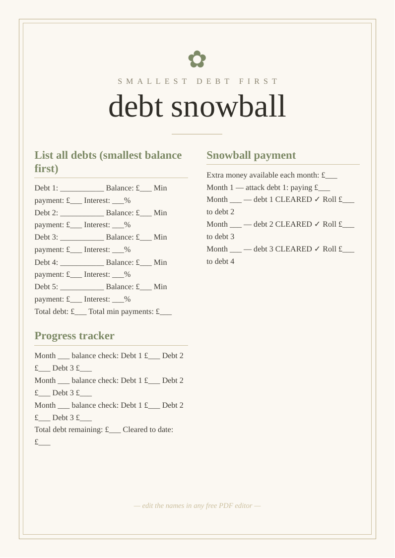Debt snowball tracker