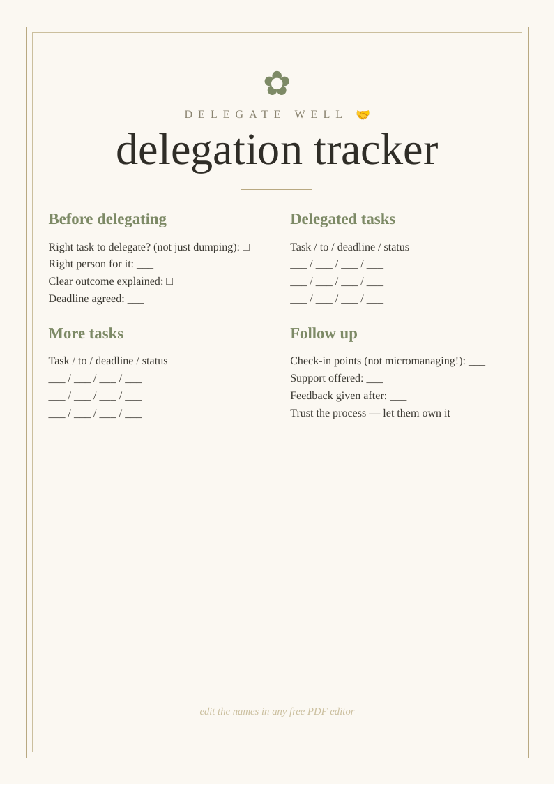 Delegation tracker