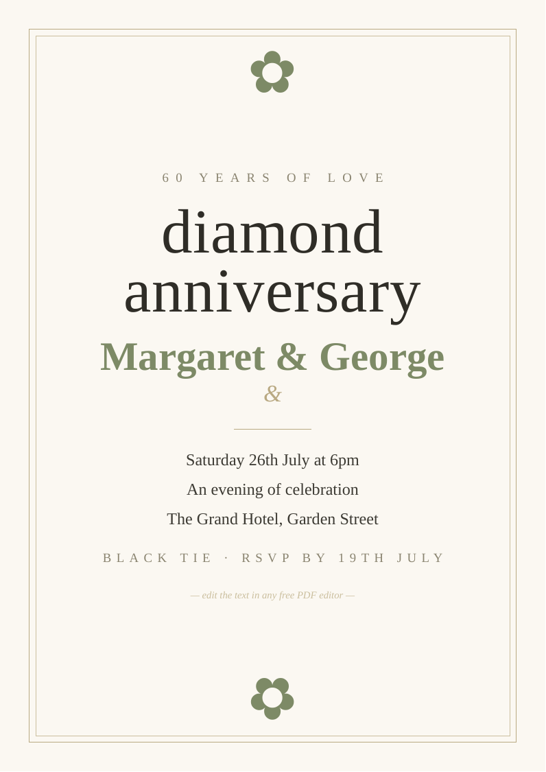 Diamond anniversary invitation