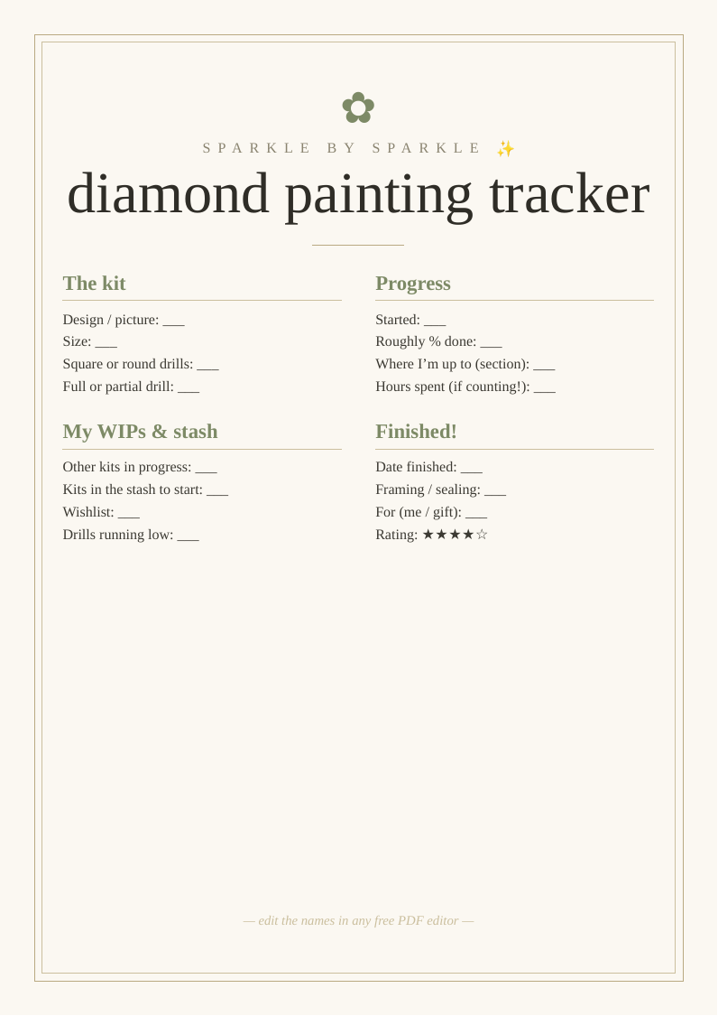 Diamond painting tracker